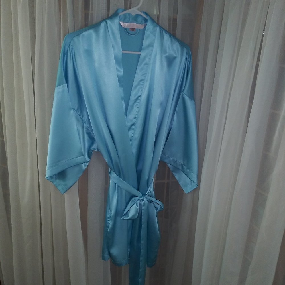 Victoria's Secret Satin Aqua Robe
